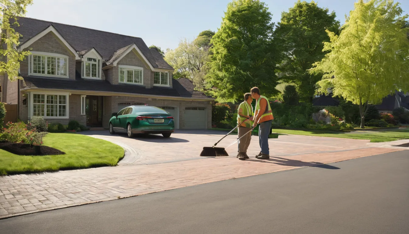 A freshly poured concrete driveway beside a brick home in the South Fulton area