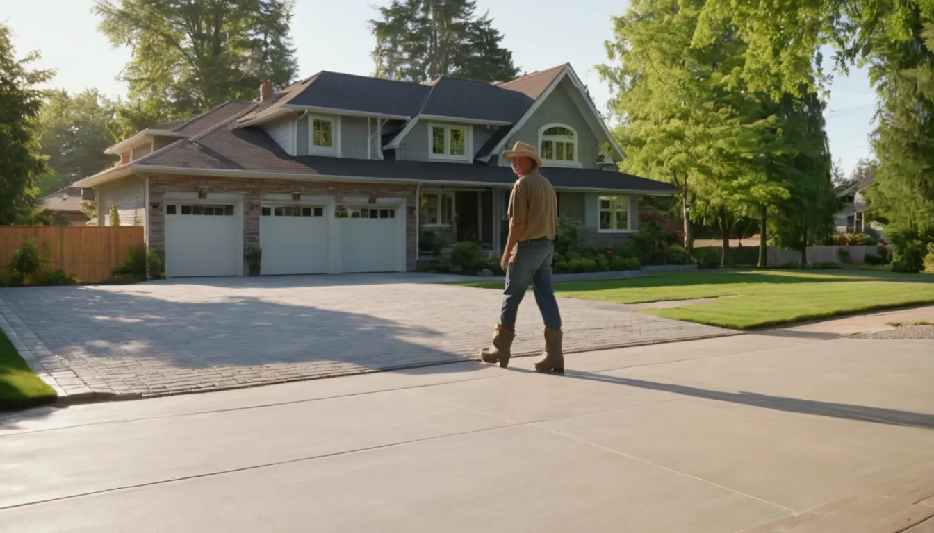 A freshly finished concrete driveway at a South Fulton home